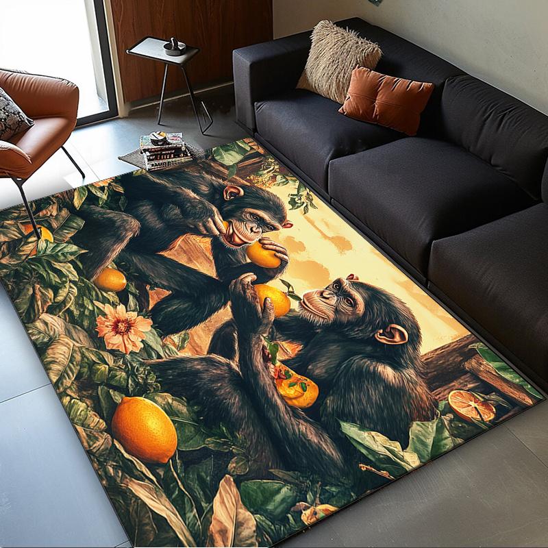 

Chimpanzee Jungle Rug for Animal Lovers Exotic Wildlife CarpetsTropical Living Room Decor Anti slip carpet can be machine washed 50x80cm