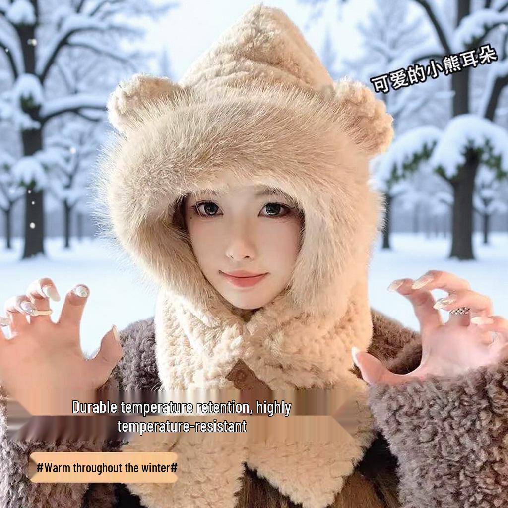 

Очаровательные мультяшные овечьи наушники плюшевая шапка - женская зимняя теплота и защита ушей, стильный дизайн Лей Фэн Head Circumference 53-62