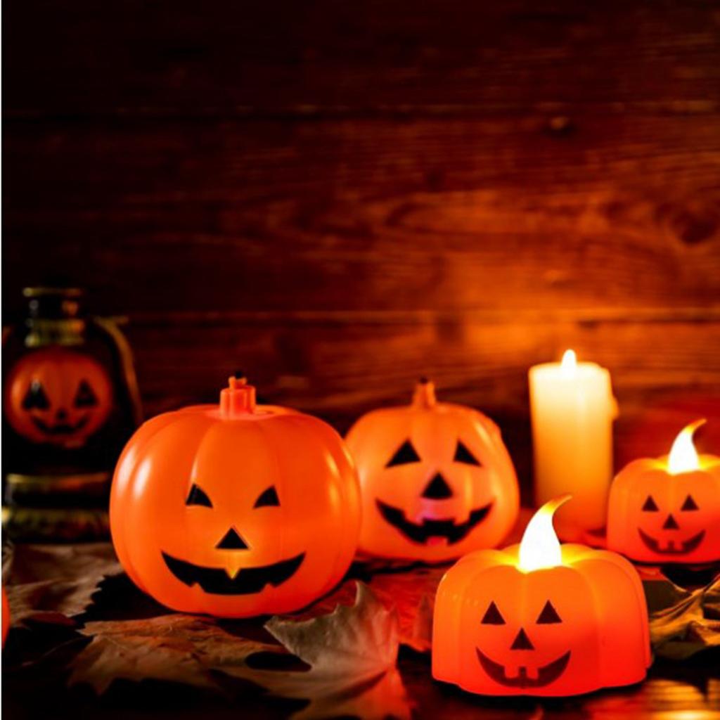24pcs LED Pumpkin Lights Ghost Face Spider Web Decor Home Decorations Electronic Flameless Pumpkin T