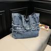 Large Capacity Denim Bag Women's Shoulder Bag Letters Tote Bag