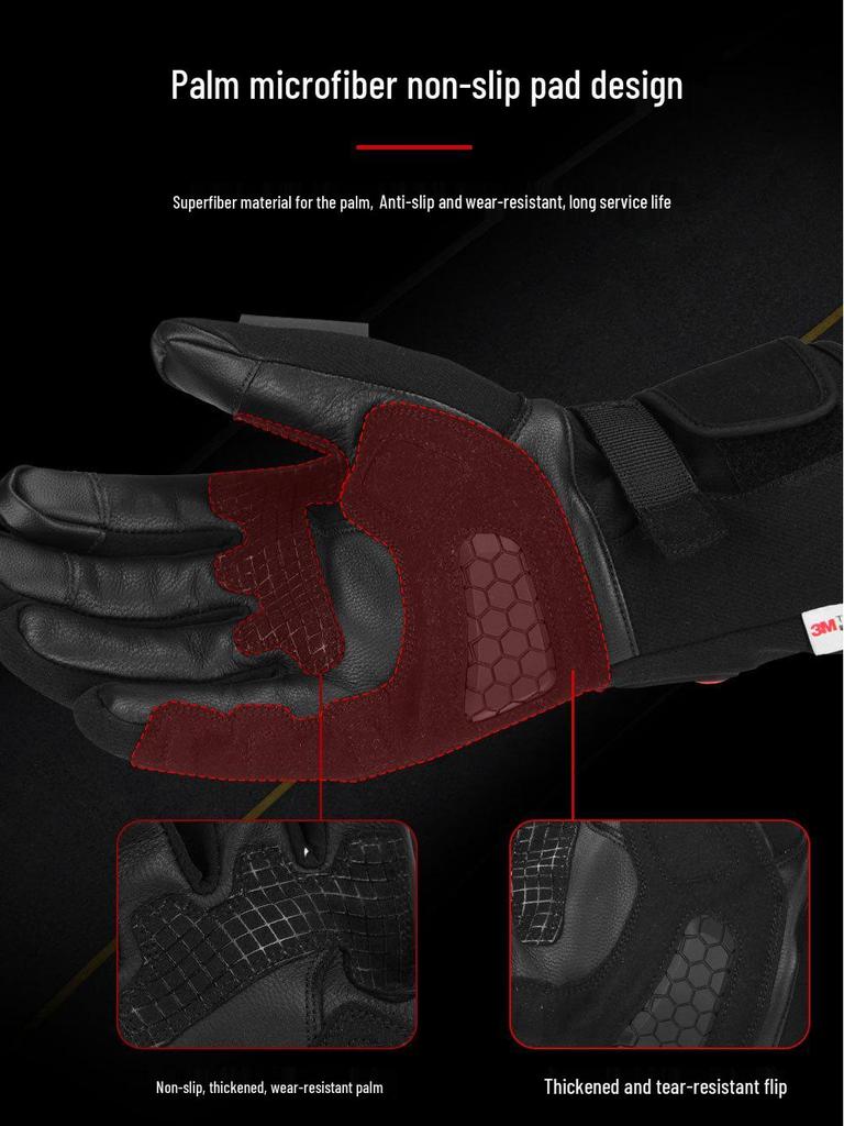 Motorcycle Heated Winter Gloves: Touchscreen, Thinsulate, Velvet-Lined for Skiing and Outdoor Use