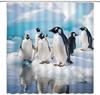 Cute Antarctic Animal Images Shower Curtain Roaming Ice Sheet Funny Nature Scene Bathroom Decoration Fabric Shower Curtain