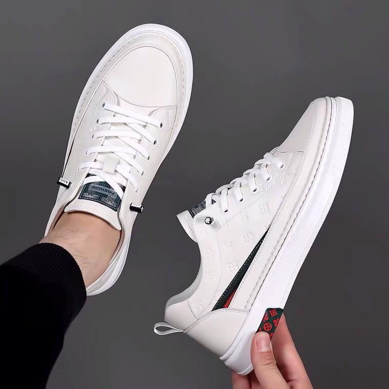 New Trendy Little White Shoes Board Shoes Invisible Height Increase Men's Shoes Casual Shoes Leather Shoes Soft Sole Soft Surface