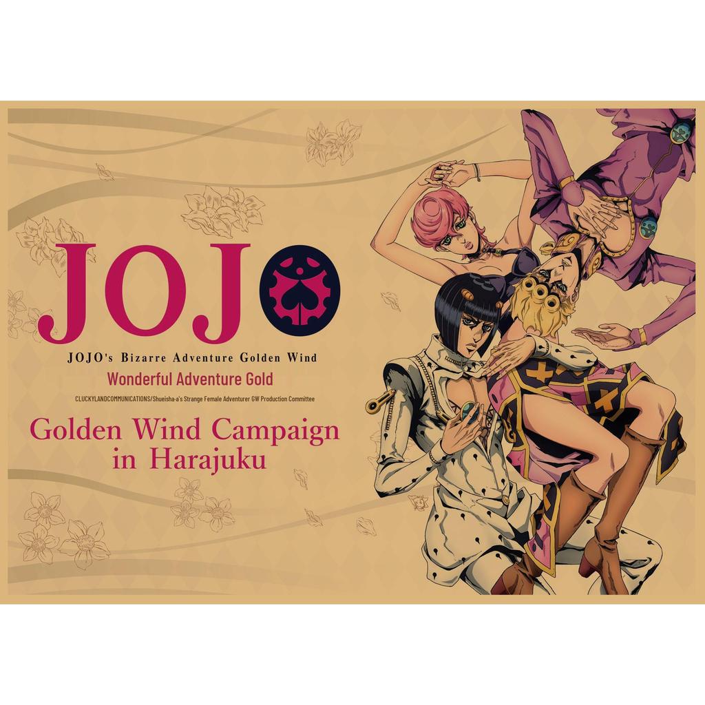 JoJo's Bizarre Adventure Retro Kraftpapier Poster - Japanische Anime Dekoration für Bar, Restaurant oder Café.