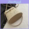 Summer Straw Weave Bucket Bag With Lace Flowers For Casual Daily Use