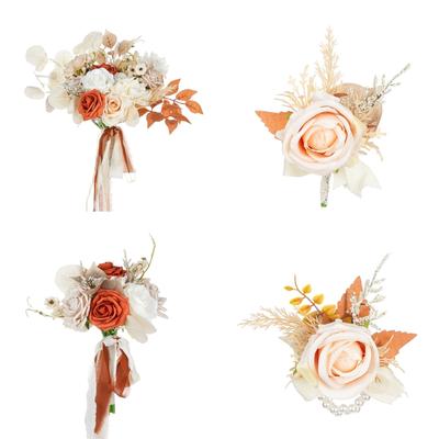 Künstlicher Hochzeitsstrauß Handblumen Einzigartiger Hochzeitsstrauß Seidige Handgelenksblumen für Braut und Brautjungfern Feier