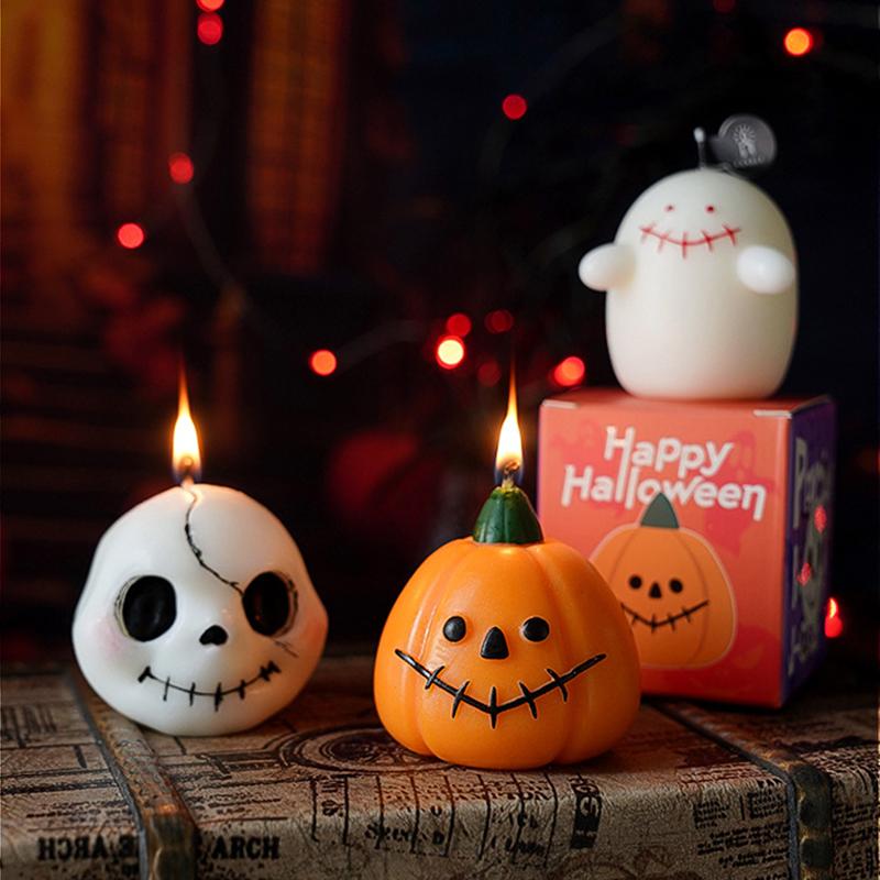 Cadou Halloween Decor de Petrecere Dovleac Simulat Ornament Fantomă Desen Animat Handmade Lumânare Ceară de Soia Ambiantă 3 Stiluri
