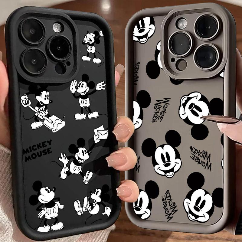 Mickey Mouse Cartoon Black White Phone Case For iPhone 17E 11 12 13 14 15 16 17 Pro Max Fundas 17 Air Plus 16e 13Mini Back Cover