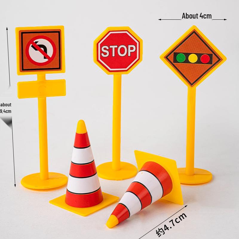 Construction Vehicle Cake Toppers: Excavator, Bulldozer, Roadblock Inserts, Figurines for Boys' Birthday