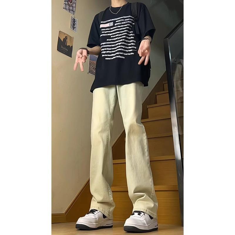 

JYL Mens Jeans Spring American Vintage Patchwork Washed Cargo Denim 3XL android зелений колір