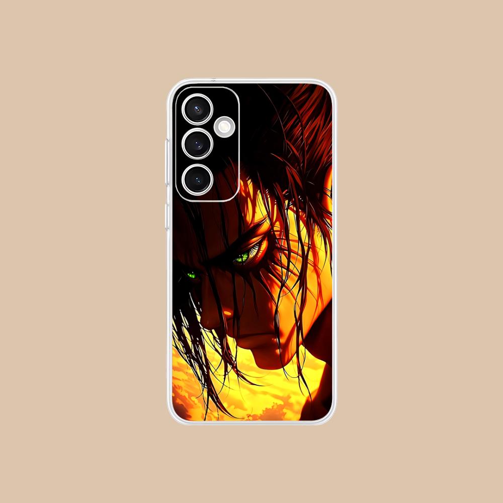 AOT Eren Yeager Clear Mobile Phone Case for Samsung Galaxy S25 S24 S23 S22 S21Plus FE Ultra Colorful Cover