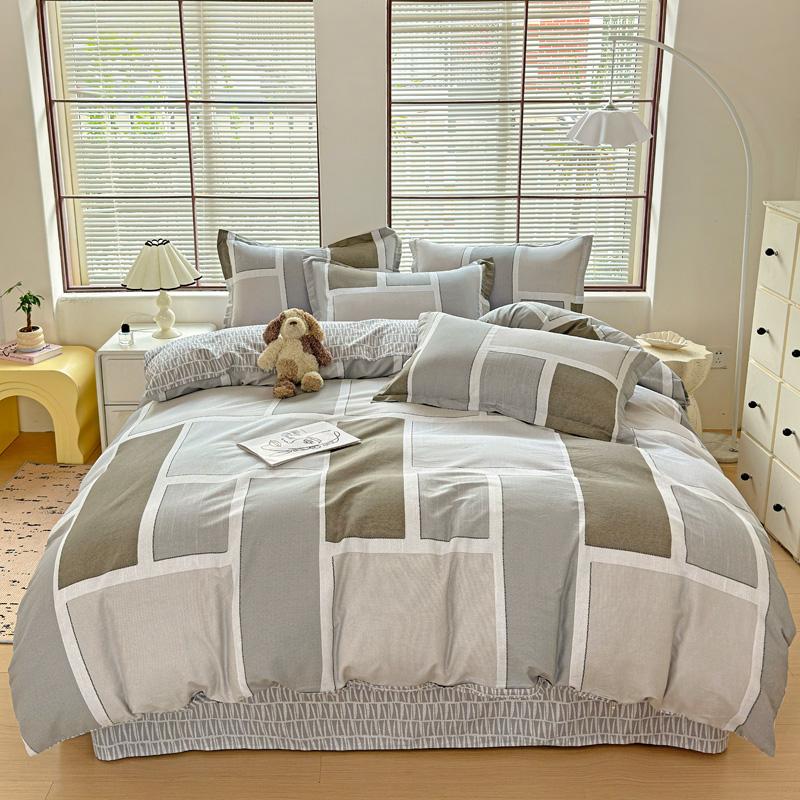 Abstract Geometric Bedding Set Queen Size Geometry Rectangle Square Cotton Duvet Cover Pink Purple Comforter Cover for Boys Girl