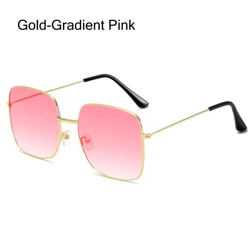 Mångsidiga Metall Fyrkantiga Solglasögon Rosa Hippie Glasögon Koreansk Stil Stor Båge Uv-skydd Solglasögon Retro Oceanlins Nyanser