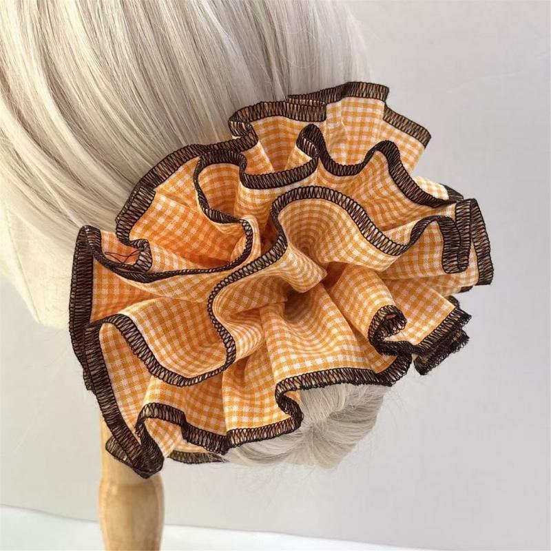 Checkered Pattern Hair Band Women Elastic Hair Tie Elegant Durability Hairband for Everyday Wear