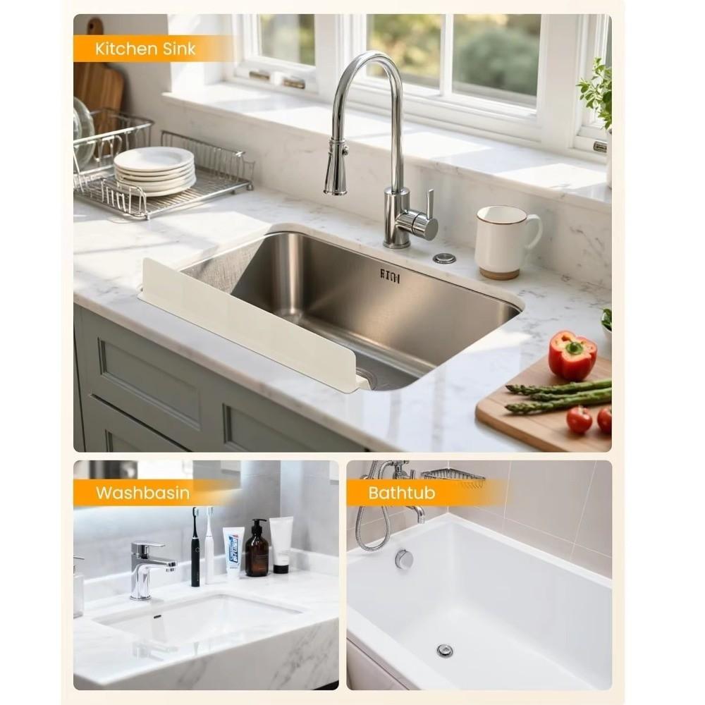 Anti-splash Silicone Sink Barrier with Large Suction Cup Sink Flap  Washbasin Sink