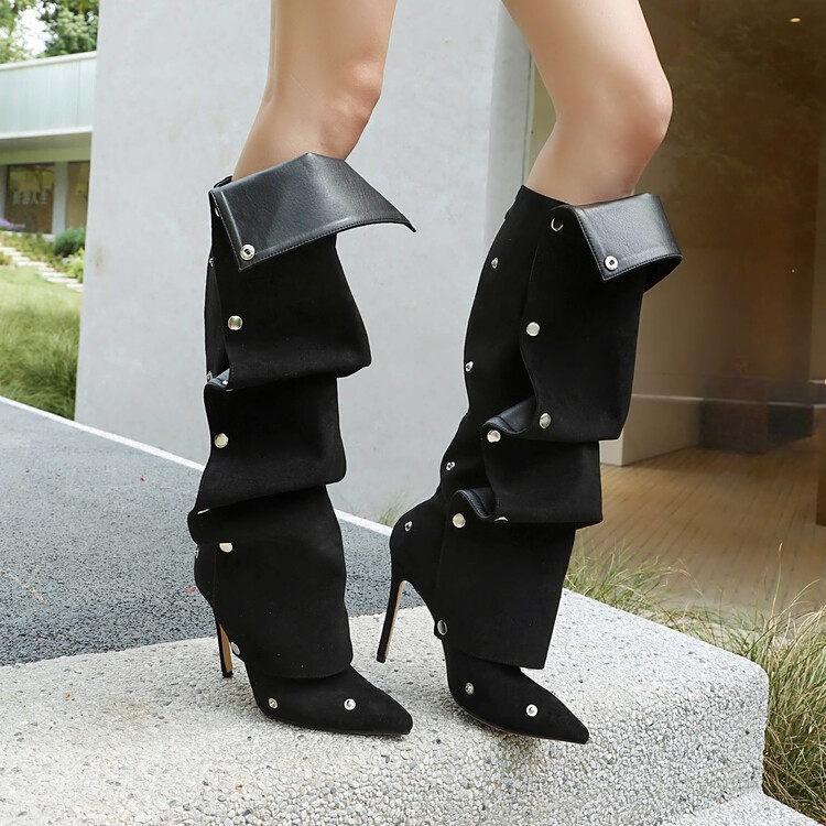 Rutschfeste Schuhe, High Heels Spitzstiefel, Lange Stiefel, Übergröße, Damenschuhe, Stiefeletten