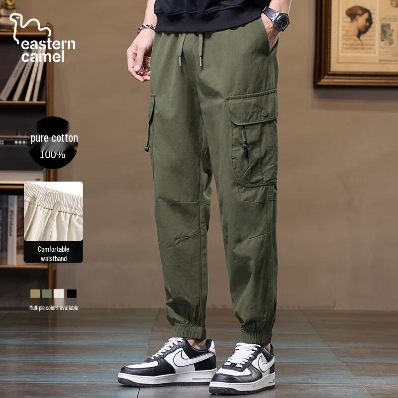 EASTERN CAMEL Men's Pure Cotton Loose Cargo Pants