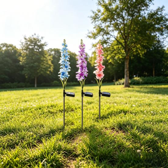 Solar Delphinium Light, Outdoor Solar Flower Light, Waterproof Solar Delphinium Garden Light for Yard Patio Pathway Decoration