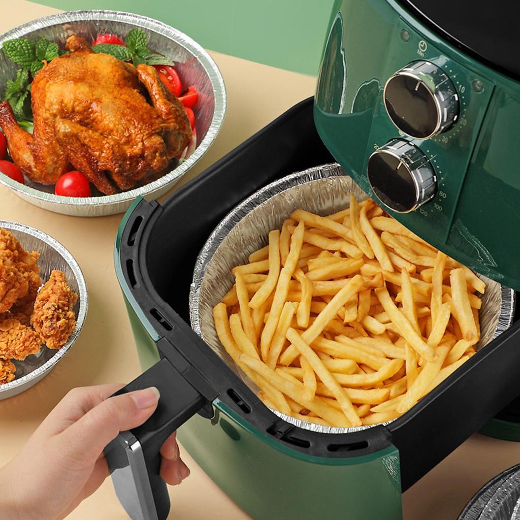  Fryer Tinfoil Plate Household Oil Absorbing Paper Oven Baking Tray Aluminum Foil Bowl Food Oil-proof Tinfoil Barbecue Plate