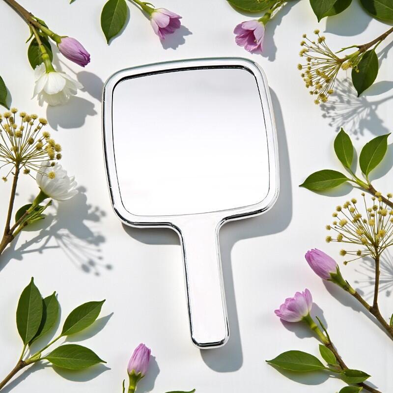 Square Hand Mirror Metal Hand Mirror Portable Makeup Mirror Small