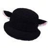 Niedlicher Schafsohr Plüsch Fischerhut Damen Mädchen Cosplay Lammwolle Mütze Herbst Winter Wärmer Kopfbedeckung Hüte Bucket Caps Dekoration