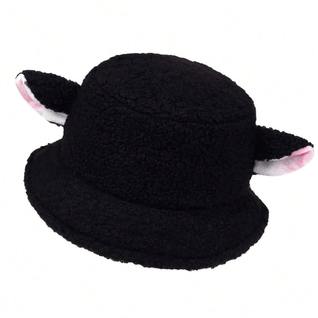 Niedlicher Schafsohr Plüsch Fischerhut Damen Mädchen Cosplay Lammwolle Mütze Herbst Winter Wärmer Kopfbedeckung Hüte Bucket Caps Dekoration