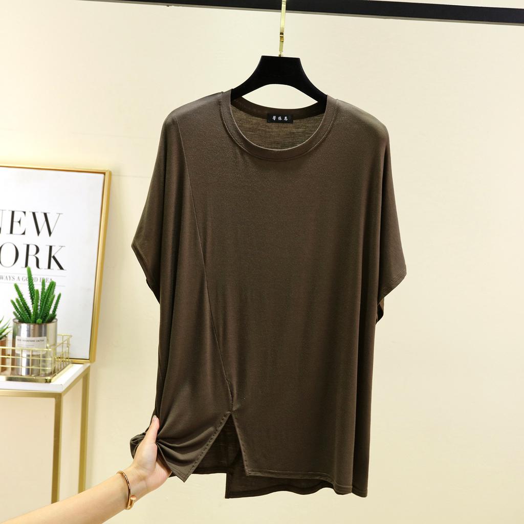 Irregular short sleeved Tshirts Modal O-Neck T-shirts women thin base layer top Loose undershirts Featured Tees all match