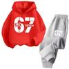 67 Chic Children's Hoodies Set 4-13Y Korean Streetwear Block Tracksuit Fashion Comfortable Kids Sweatshirt 2 Pcs Sets Pant Suit