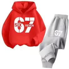 67 Chic Children's Hoodies Set 4-13Y Korean Streetwear Block Tracksuit Fashion Comfortable Kids Sweatshirt 2 Pcs Sets Pant Suit