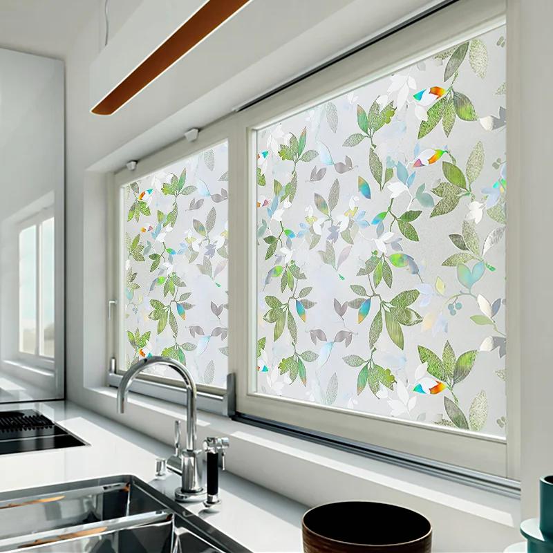 Window Privacy Film Static Window Clings Vinyl 3D Window Decals Window Stickers Rainbow Window Film for Glass Door Heat Anti UV