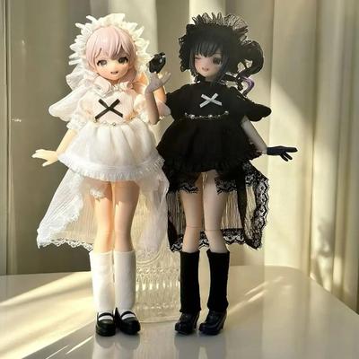 Solo Ropa Nueva de Gran Venta Ropa para Muñecas BJD Personalidad Forma de Ángel Blanco y Negro Ropa Simple y de Moda