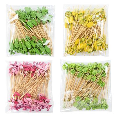 100pcs Flamingo Food Picks Hawaii Party Cupcake Fruit Fork Cake Dessert Cocktail Toothpick Bar Summer Birthday Wedding Supplies