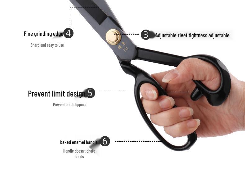 9-12 Inch Sewing Scissors: Manganese Steel, Soft Handle, for Household and Industrial Use