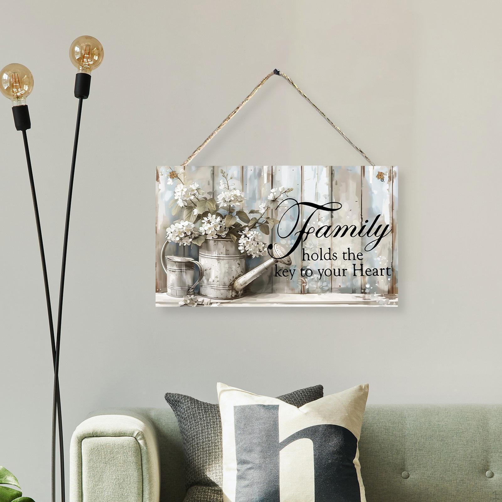 

Family Home Wall Art Hanging Wooden Sign - Decorative Plaque for House Gray