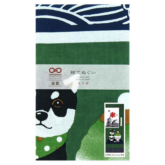 Hamawen Patterned Hand Towel Kakigori Irasshaimase Green Approx. 34cm x 90cm