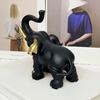 Elephant Ornament Black Golden Animal Design Resin Figurine Symbolizing Good Luck Strength Wisdom Elephant Sculpture