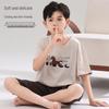 2026 Boys' Lycra Cotton Pajama Set – Thin Summer Air Conditioning Sleepwear for Kids