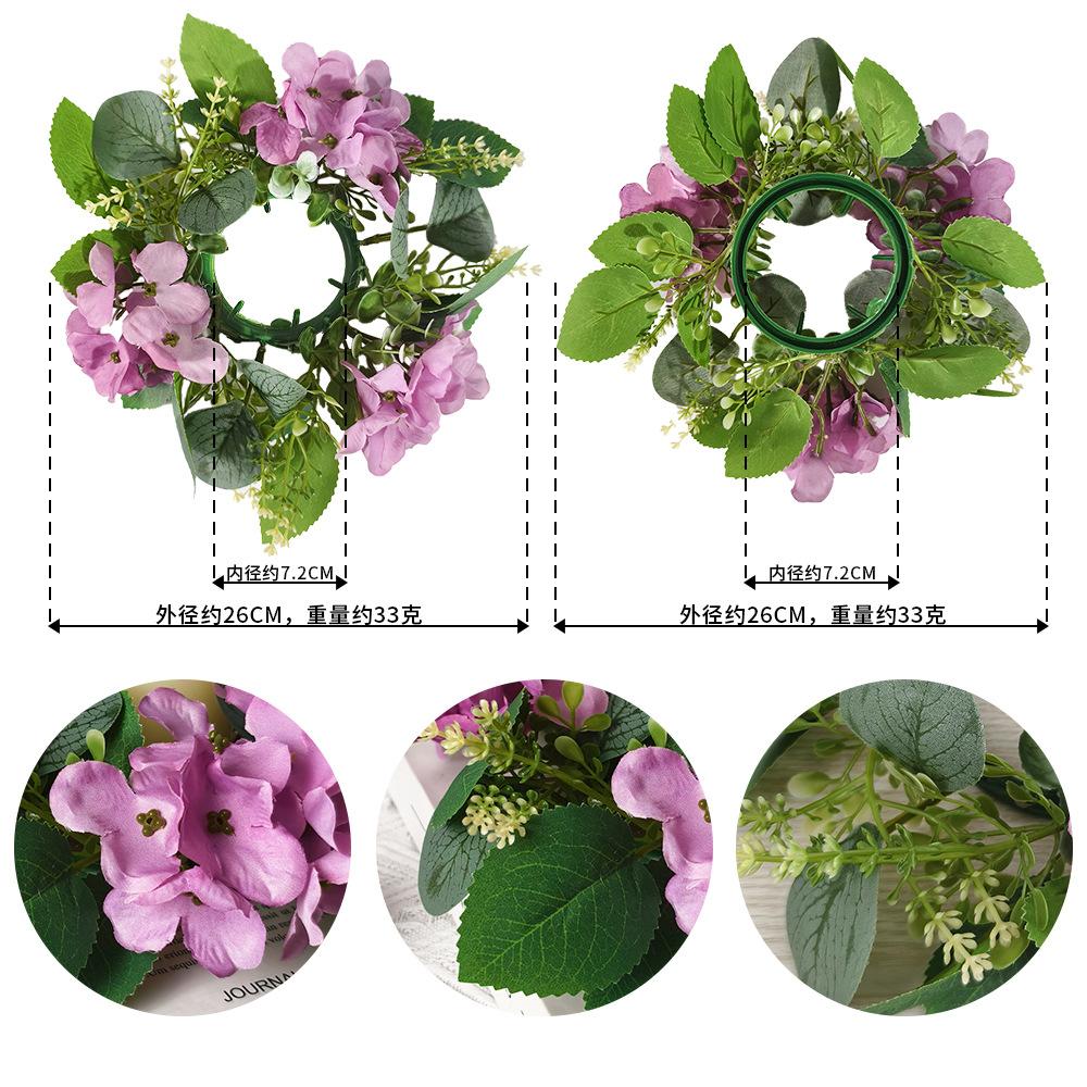 Hydrangea Eucalyptus Leaf Candlestick Small Wreath Simulation Green Plant Indoor Wedding Desktop Decoration Ornament