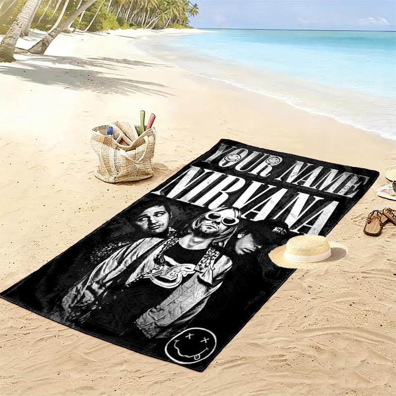 Name Custom Nirvana Print Beach Towel, Large Soft Quick Dry Towel for Beach Camping Swimming