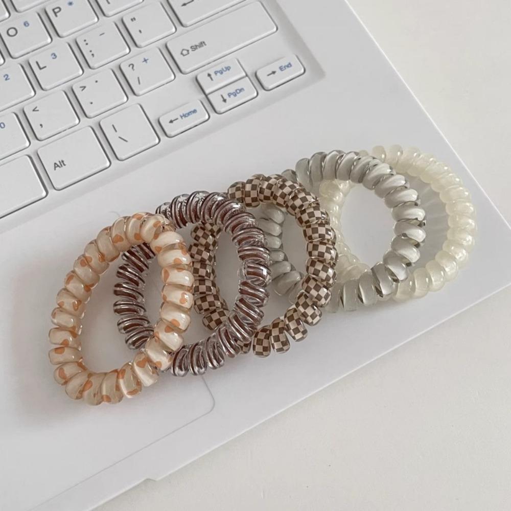 

Набор из 5 резинок для волос Bohemian Black Spiral Hair Ties - прочные, эластичные резинки для волос с эффектом «конский хвост» для женщин и девочек 5PCS жёлтый