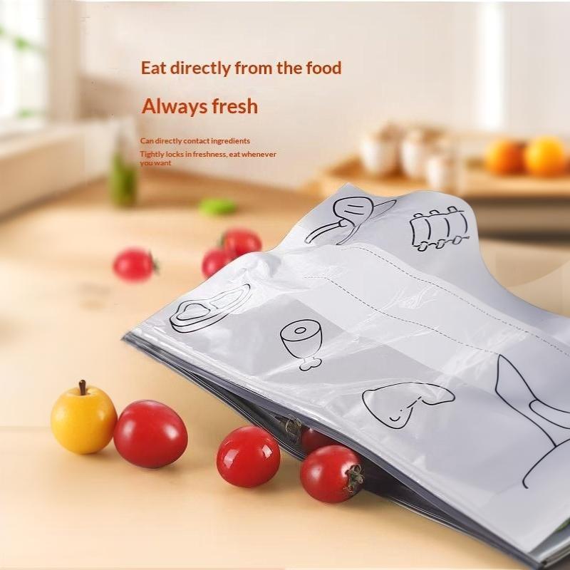 50Pcs Reusable Aluminum Foil Food Storage Bags Leakproof Seal Writable Label Perfect For Freezing Meat Fridge Organization