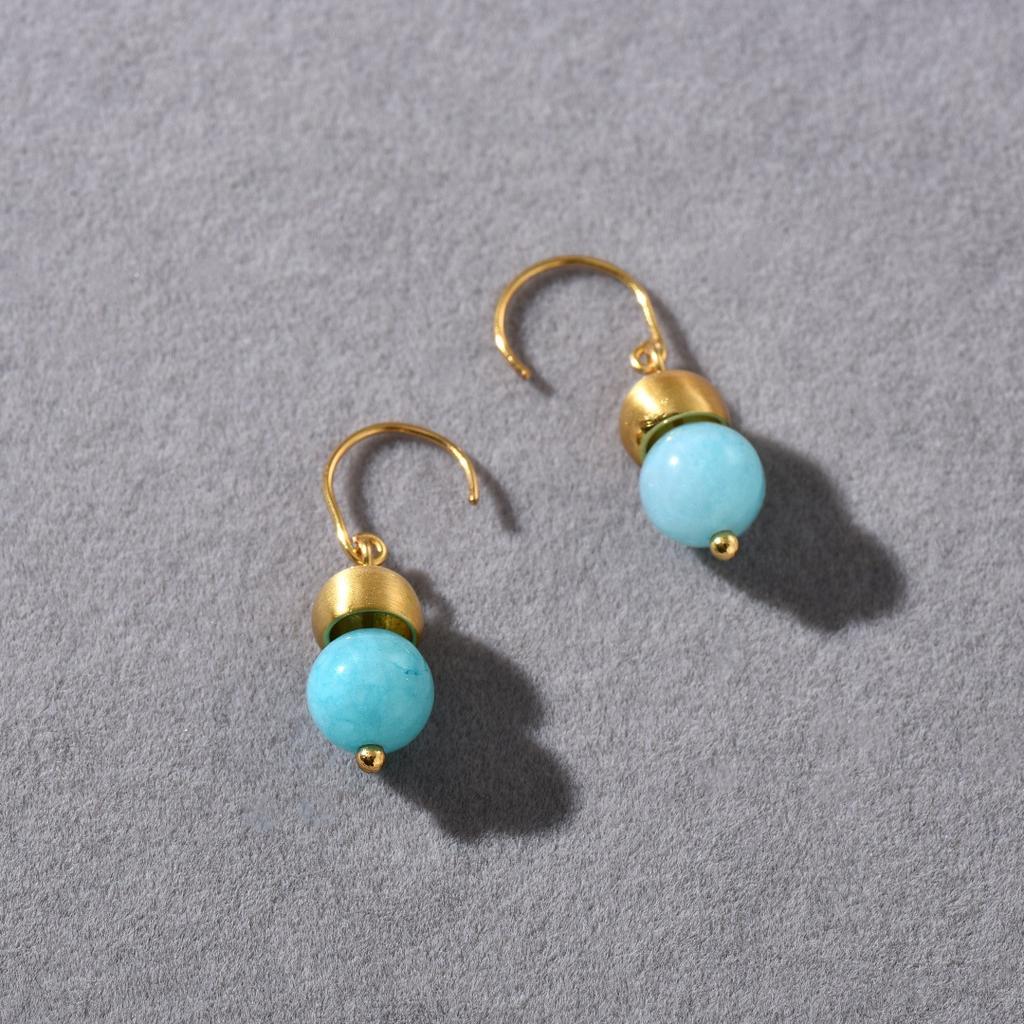 Personality, Fashion Temperament, Versatile Lapis Lazuli Sea Blue Pendant, Hanging Stud Earrings, Niche Simplicity, High-End Trend Earrings