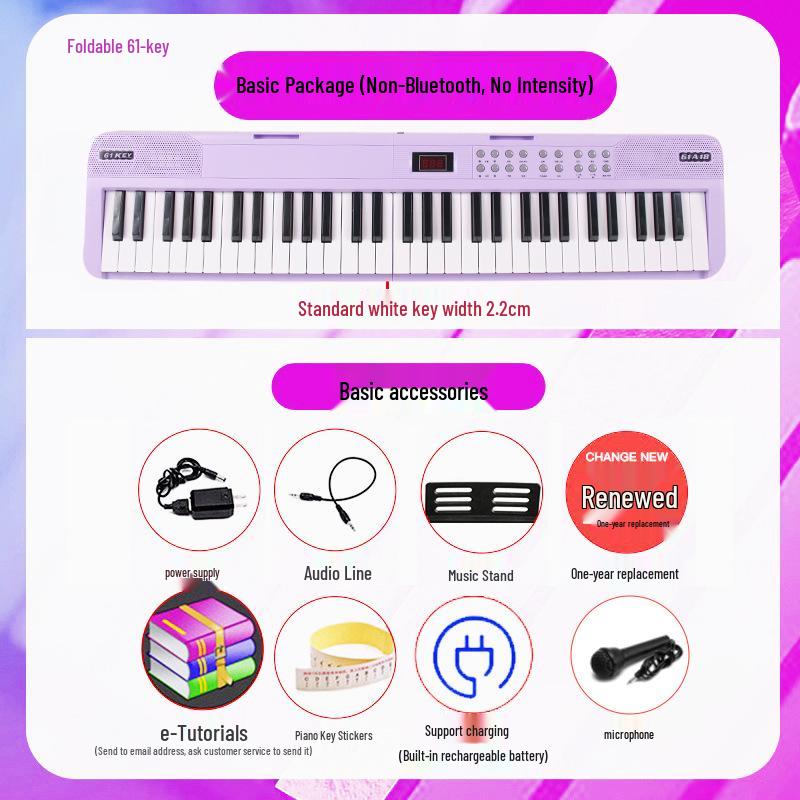 Rechargeable 88-Key Foldable Digital Piano: Bluetooth & MIDI, Perfect for Beginners & Kids
