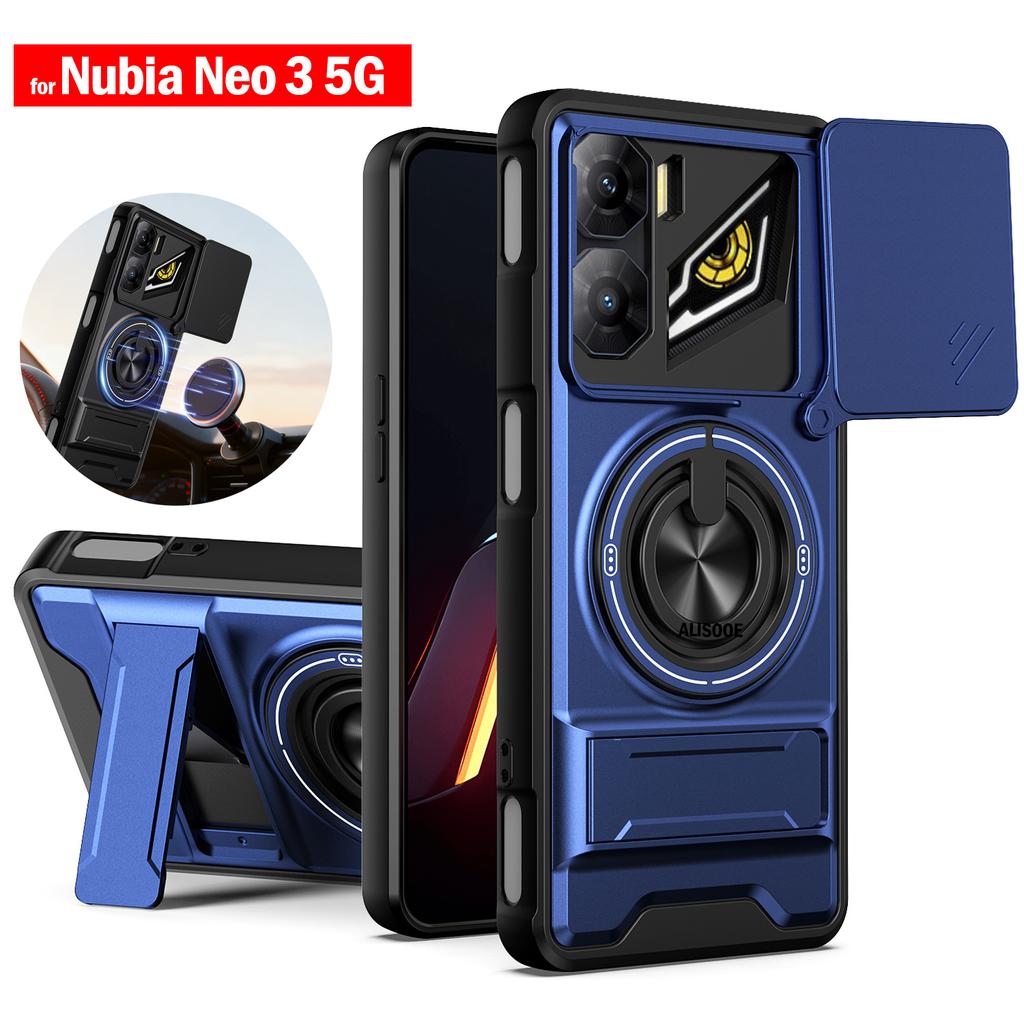 Hülle für Nubia Neo 3 5G Hülle Drehbar Schiebbarer Kamera-Schutzring Ständer Stoßfeste Abdeckung Capa Funda