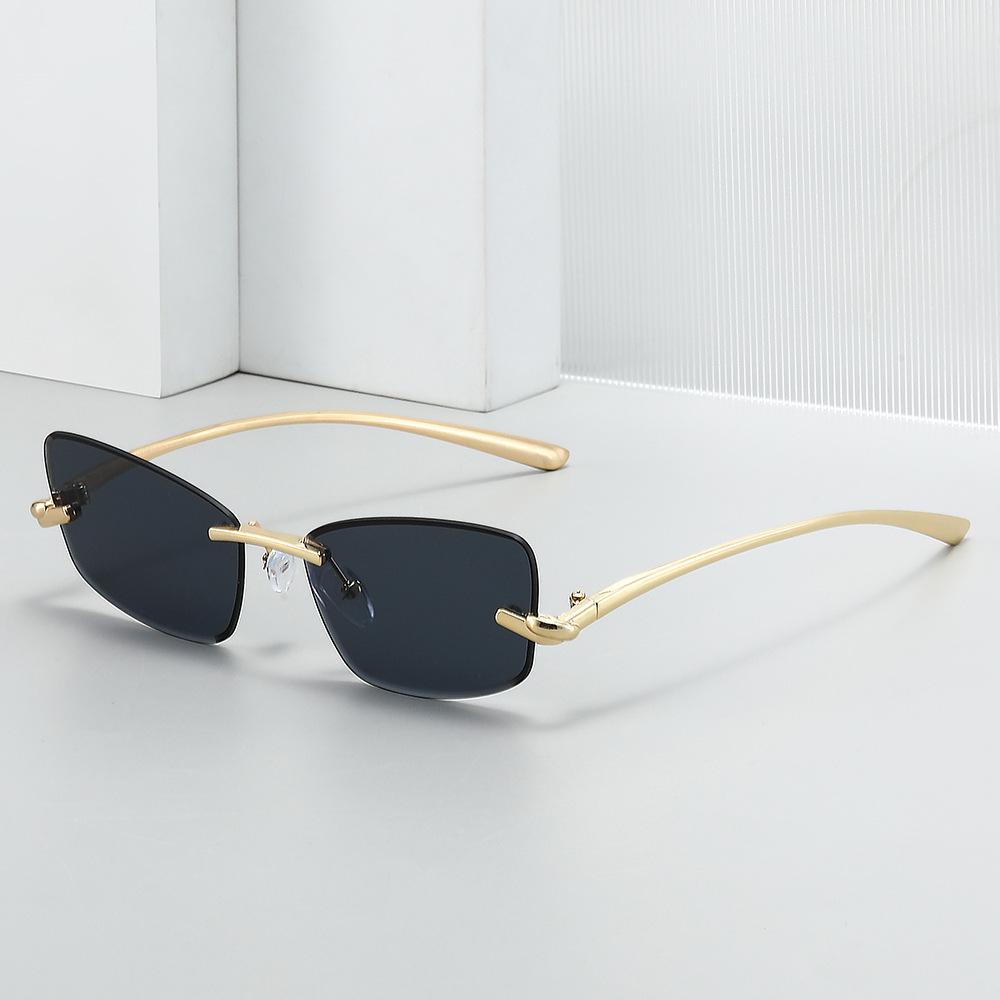 Rimless Cat Eye Sunglasses Women Fashion Trendy Eyewear