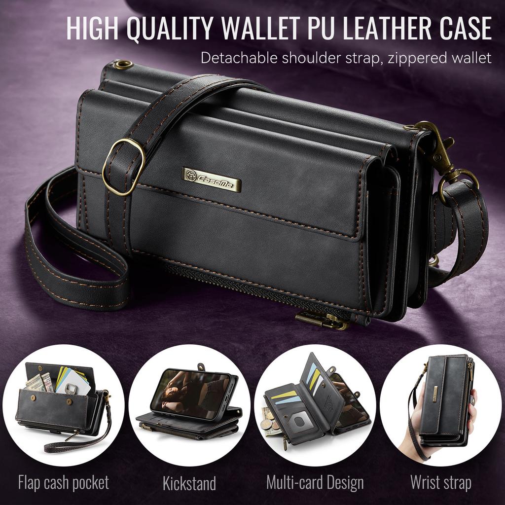 Leather Crossbody Case for Samsung Galaxy S26 Ultra S25 Edge S24 Fe S23 Plus S22 S21 S20 Card Holder Wallet Soft Phone Cover