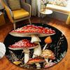 Illustration Style Mushroom Round Rug Mushroom Pattern Home Decor Carpet Soft Non-Slip Floor Mat for Living Room Bedroom