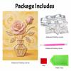 DIY Frameless Pearl Painting Kit Elegant Pink Rose Vase 3D Shiny Bead Art Canvas Relaxing Craft for Adults Home Wall Decor Gift