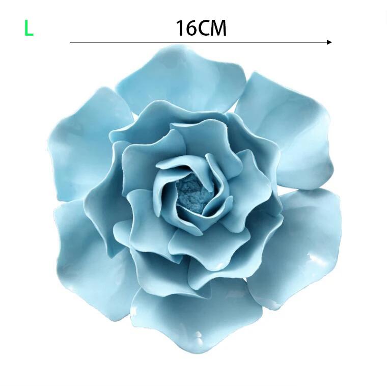 Chinese Blue Peony Rose Ceramic Flower Wall Mural Ornaments Home Livingroom Wall Sticker Decoration Club Hall Store Wall Hanging
