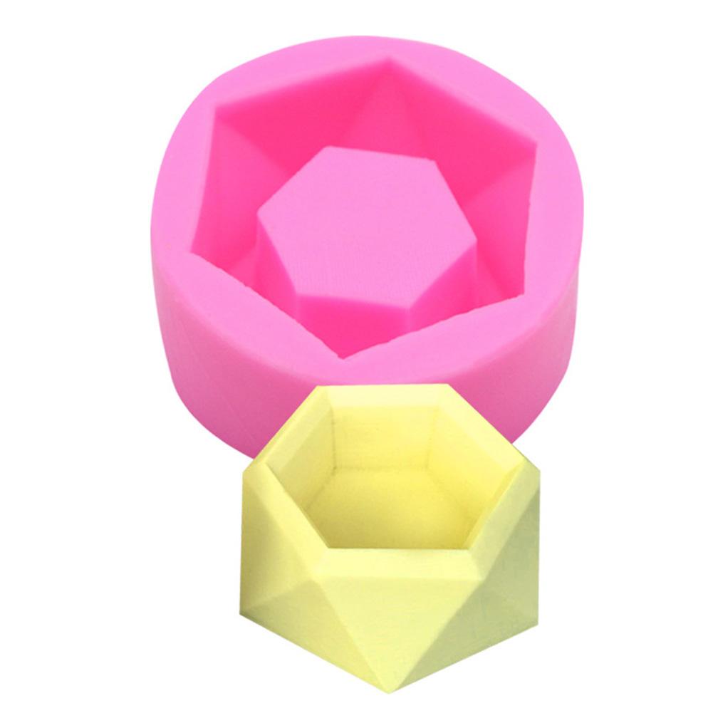 Sechseckige Silikonform DIY Blumentopf Vase Form Büro Dekoration Ton Aromatische Gipsform